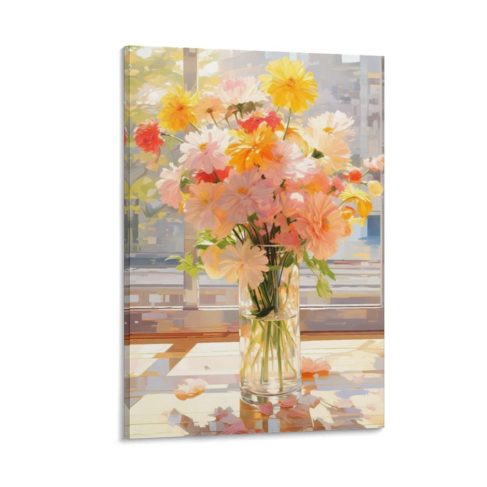 Amazon.co.jp: 絵画 ガラスの花瓶の花インテリア 絵画 カラフルな